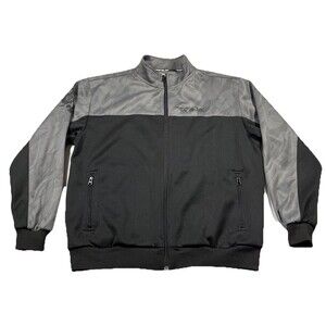 Y2K Fly Racing Jacket Black Gray Full Zip Mens Large